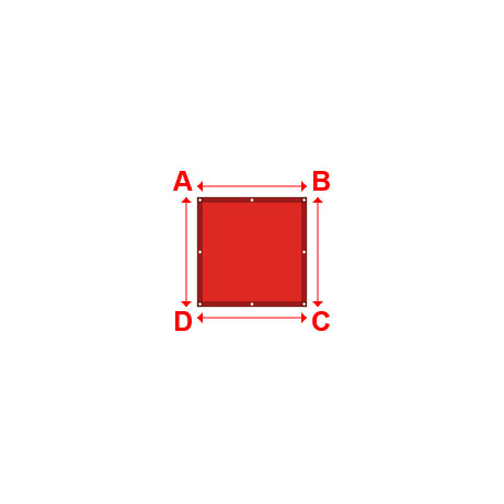 Bâche plate rectangle en Protect cover 705 670gr/m², toile PVC Etanche Rouge RAL 3002 - 1x1m