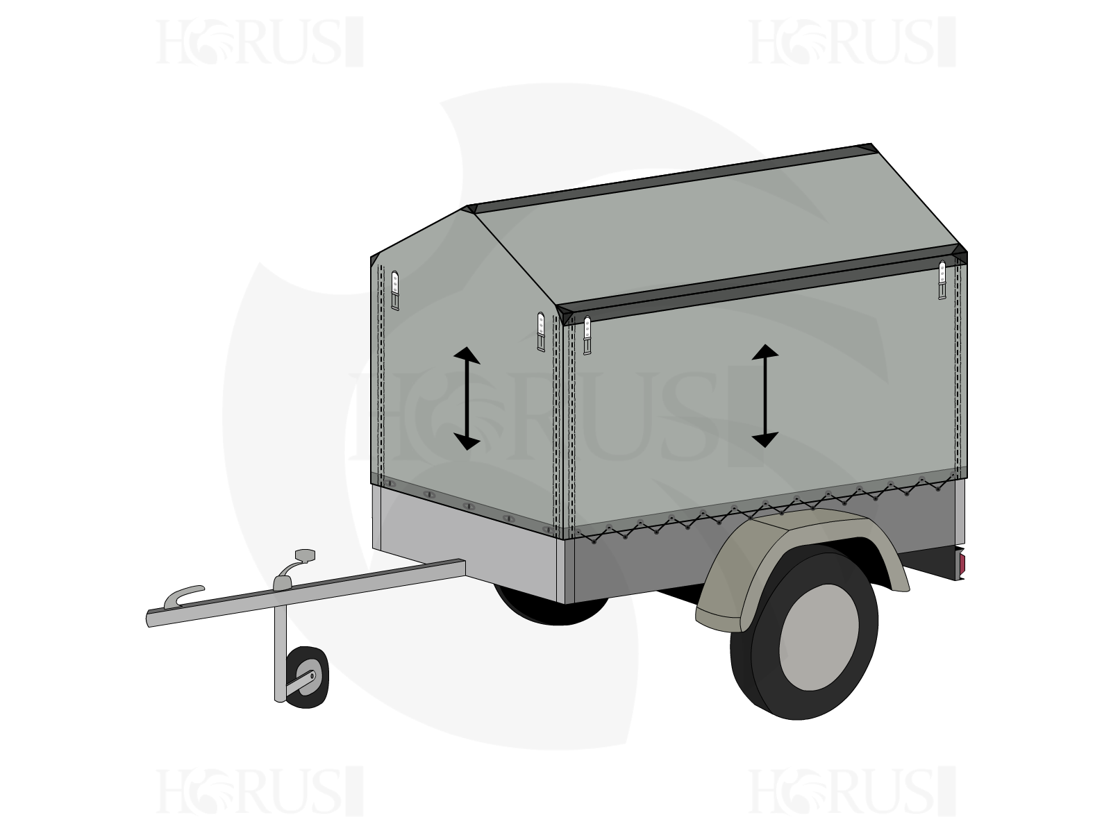 Bâche pour remorque MIL FIRST170 en Protect cover 705 670gr/m², toile PVC Etanche Gris clair RAL 7038