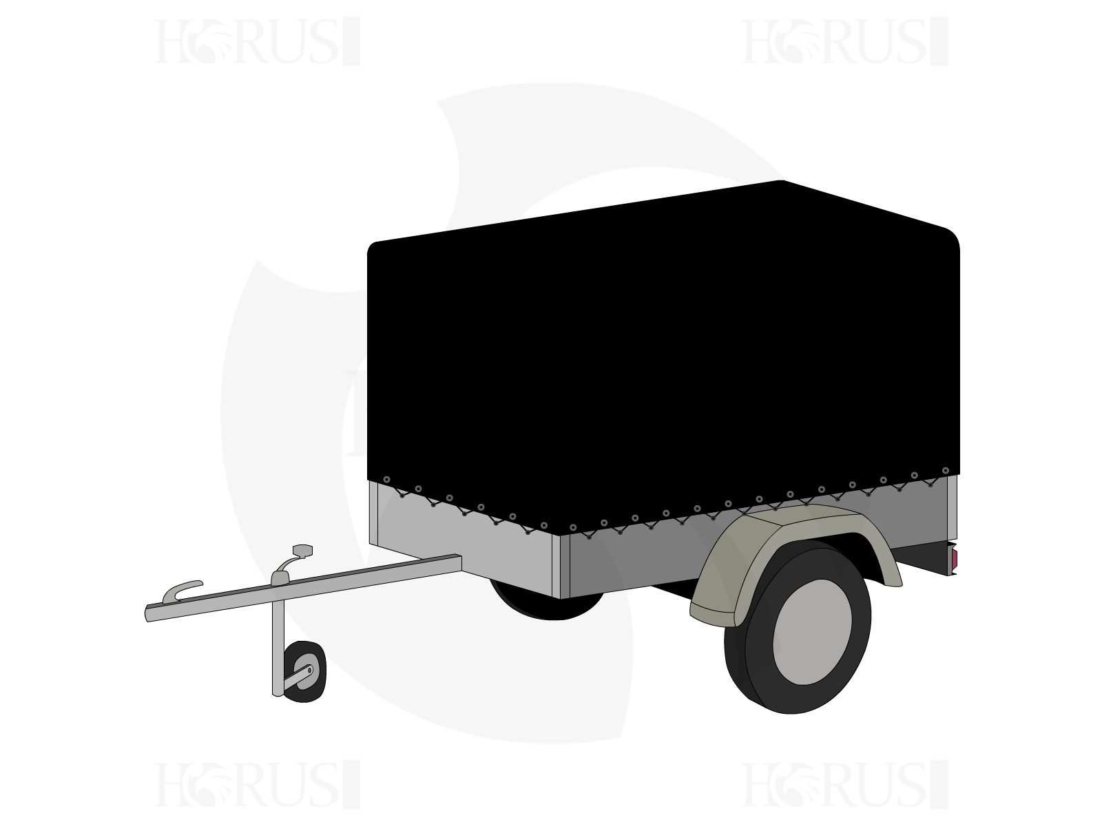 Bâche pour remorque Mécano galva Aravis 190 en Protect cover 705 670gr/m², toile PVC Etanche Noir RAL 9005