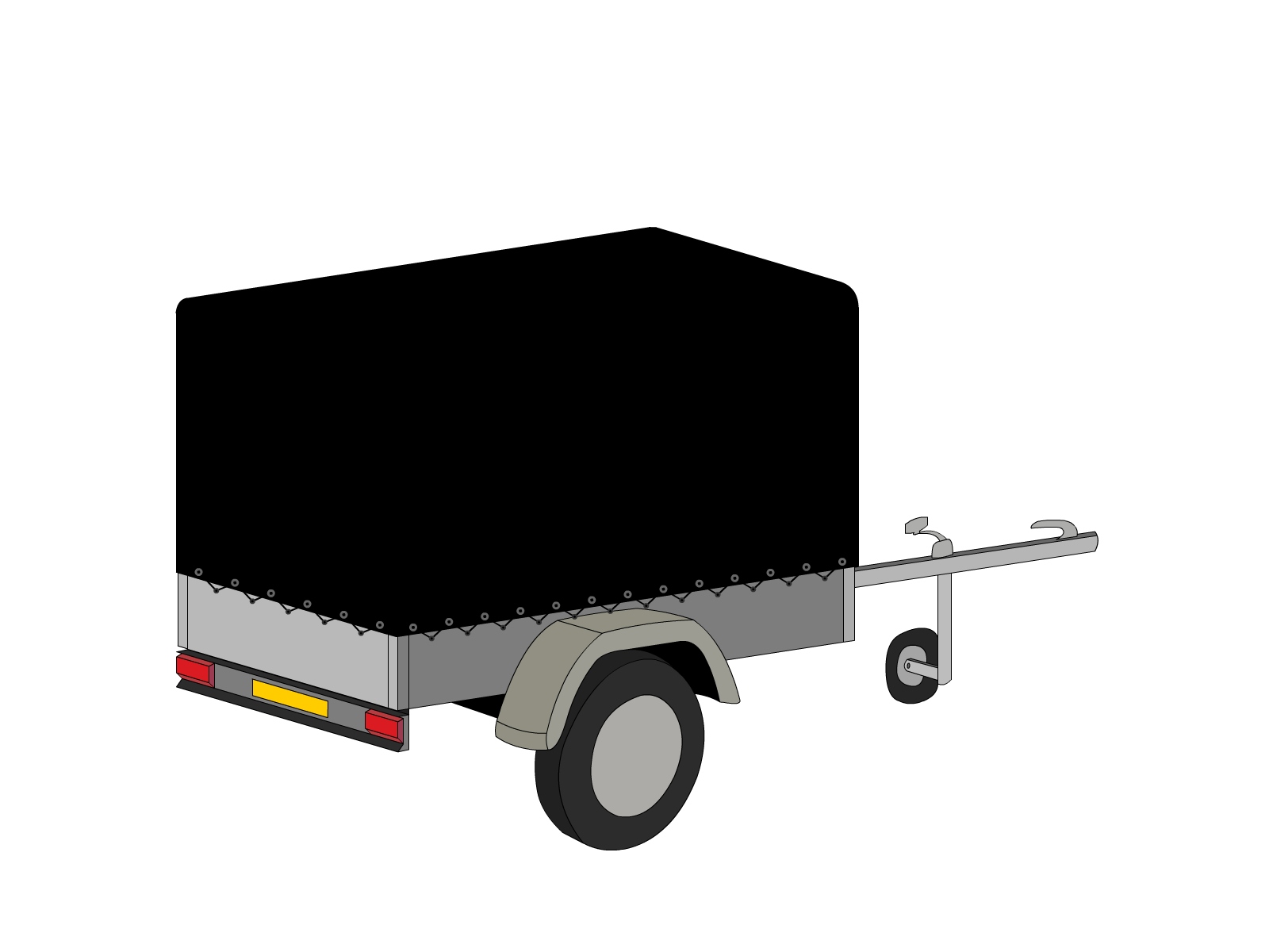 Bâche pour remorque Mécano galva Aravis 190 en Protect cover 705 670gr/m², toile PVC Etanche Noir RAL 9005