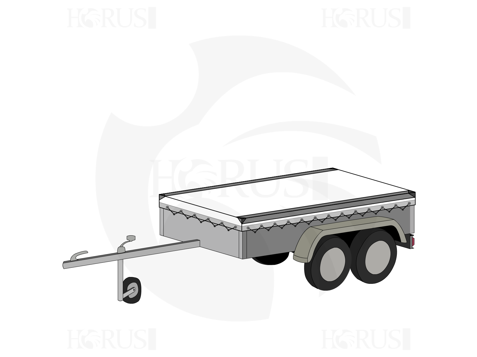 Bâche pour remorque bagagère Basse droite en Protect cover 705 670gr/m², toile PVC Etanche Blanc RAL 9016