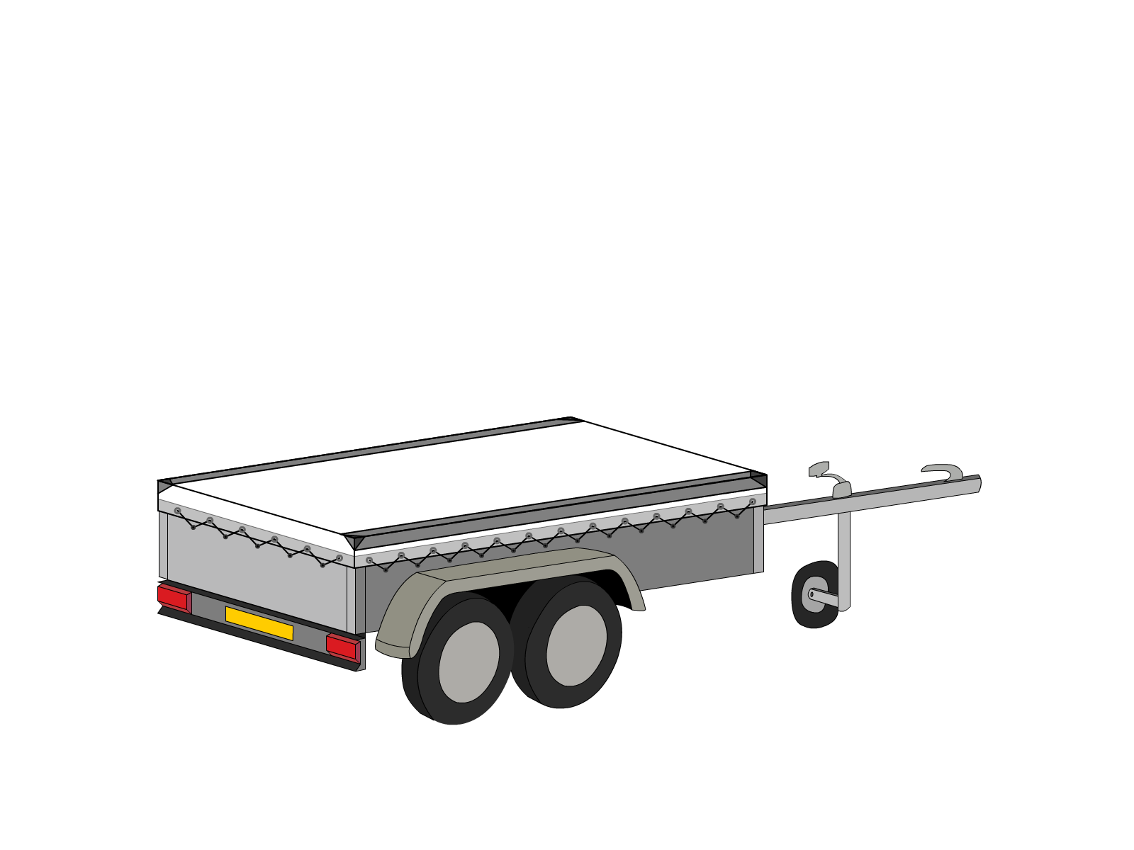 Bâche pour remorque bagagère Basse droite en Protect cover 705 670gr/m², toile PVC Etanche Blanc RAL 9016