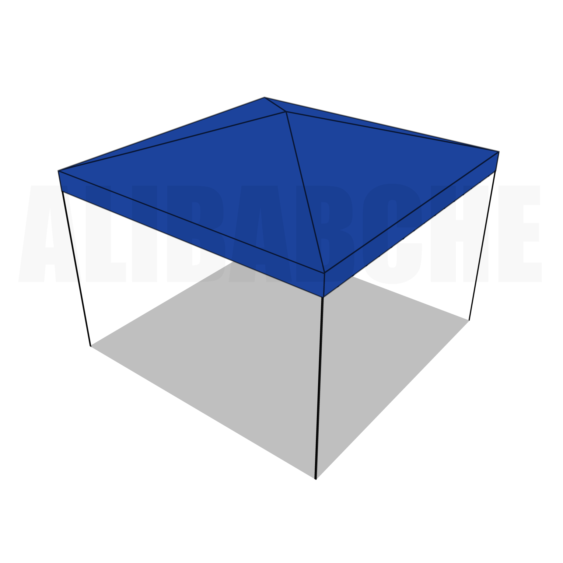 Bâche tonnelle carrée 4 pentes sans faîtage en Protect cover 705 670gr/m², toile PVC Etanche Bleu foncé RAL 5002 - 0.1x0.1m