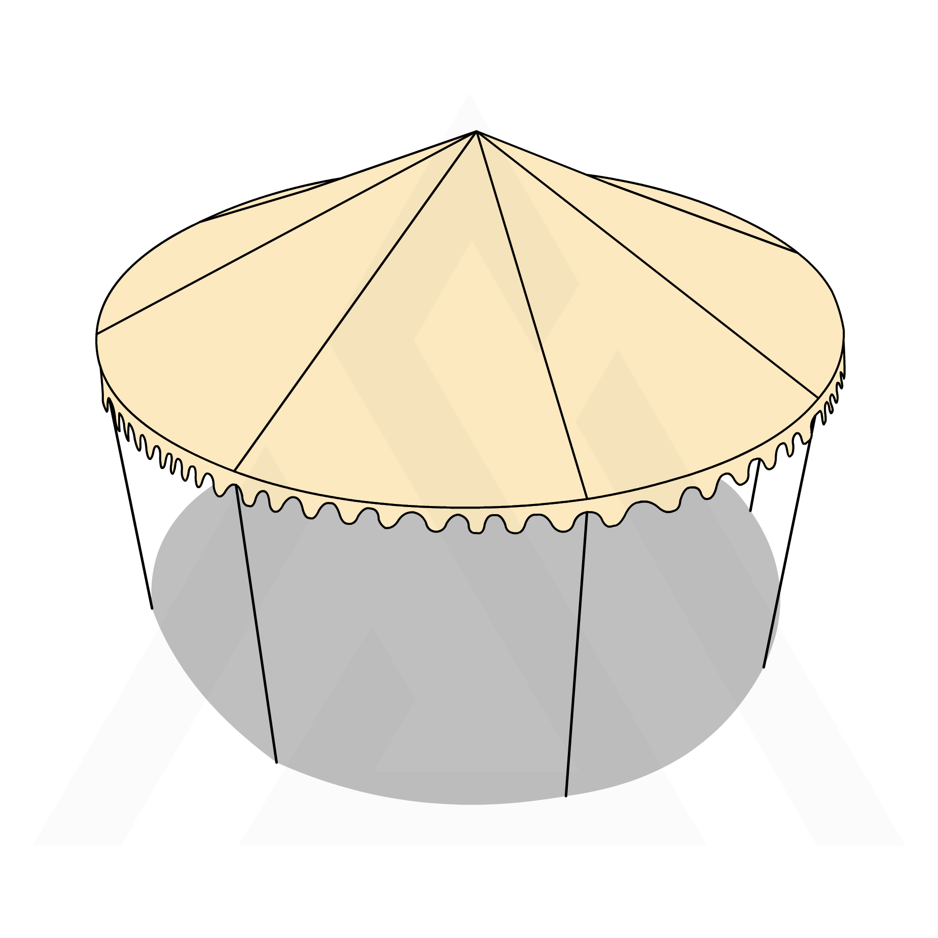 Bâche tonnelle ronde conique en Protect cover 705 670gr/m², toile PVC Etanche Beige ral 1015 - Ø2.1m