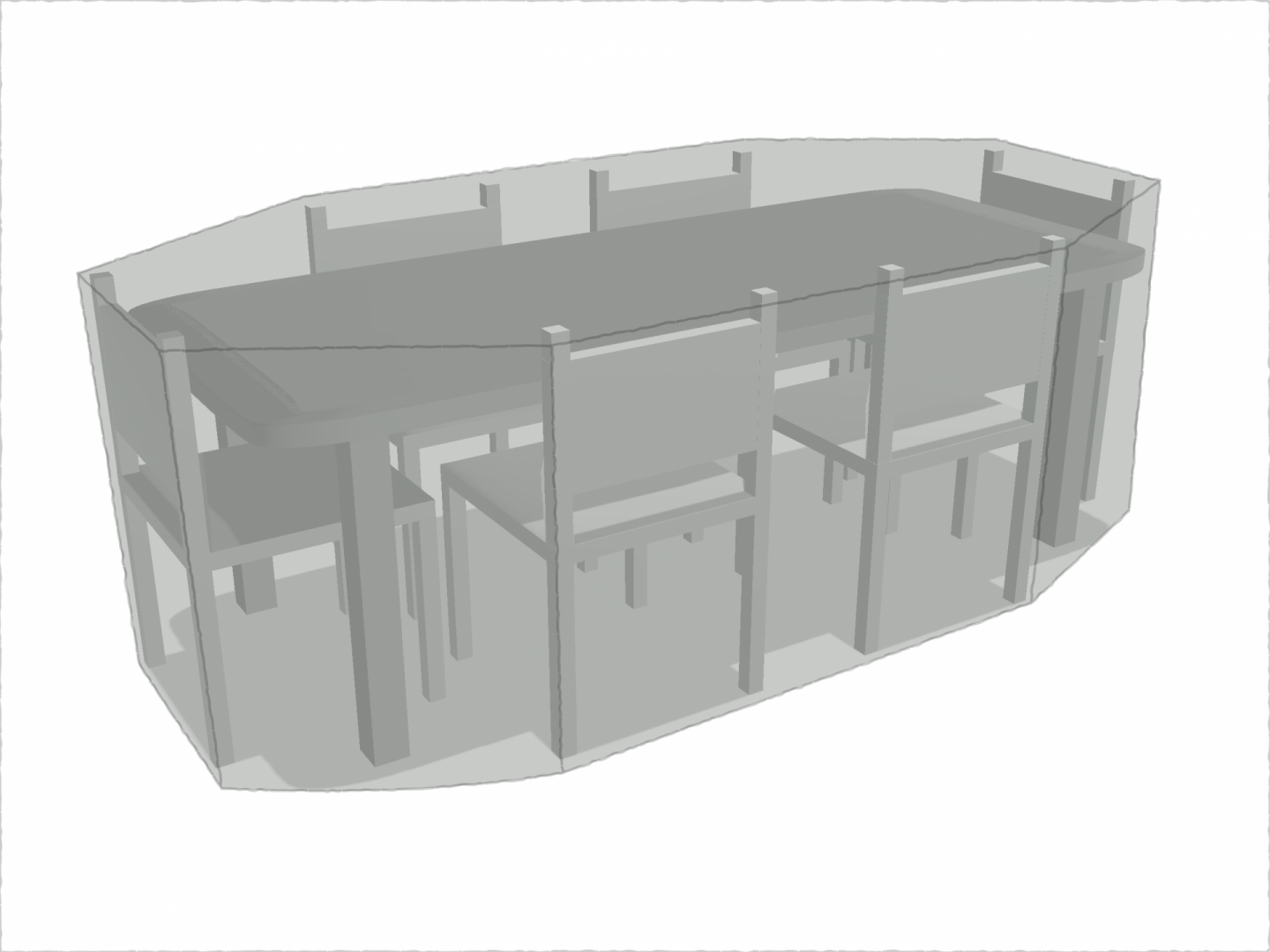 Table de jardin rectangle avec chaises en Protect cover 705 670gr/m², toile PVC Etanche Gris clair RAL 7038