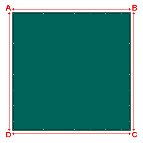 Bâche plate rectangle en Protect cover 705 670gr/m², toile PVC Etanche Vert industrie RAL 6026 - 4x4m