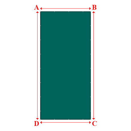 Bâche plate rectangle en Protect cover 705 670gr/m², toile PVC Etanche Vert industrie RAL 6026 - 3.5x7.5m