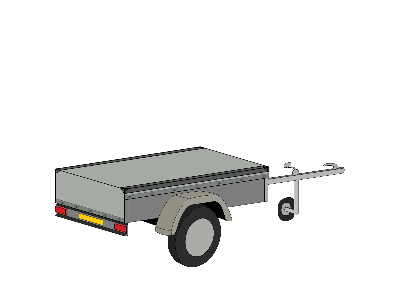 Bâche pour remorque bagagère Basse droite en Protect cover 705 670gr/m², toile PVC Etanche Gris clair RAL 7038