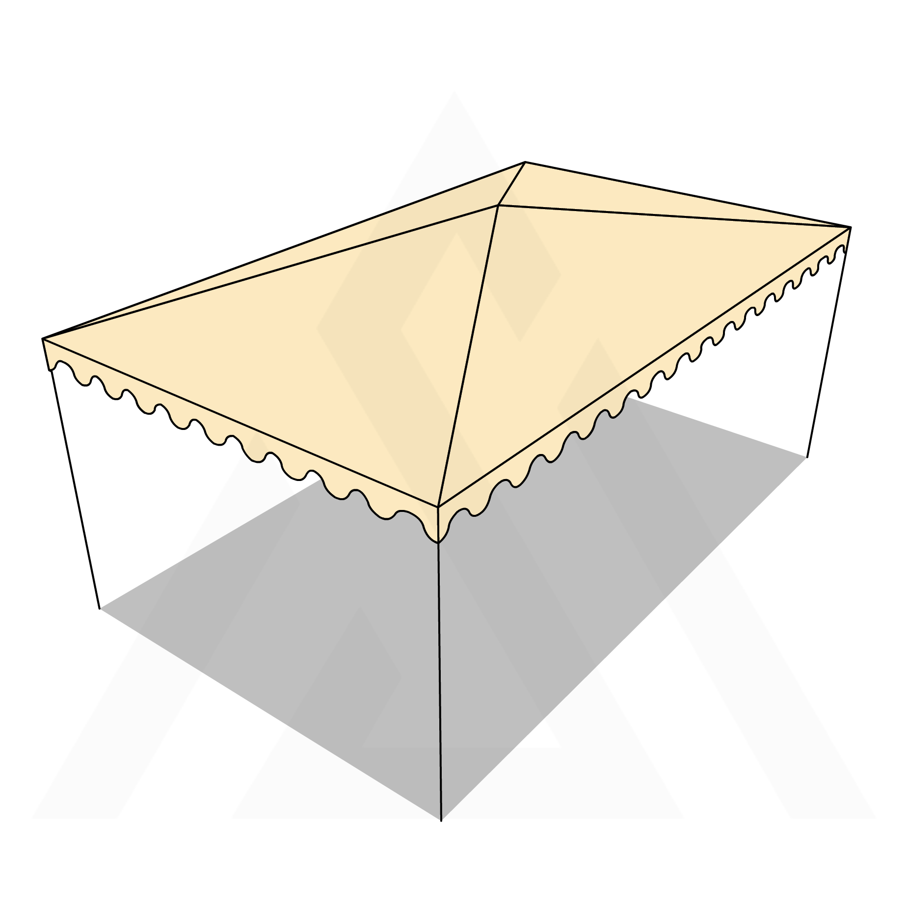 Bâche tonnelle rectangle 4 pentes sans faîtage en Protect cover 705 670gr/m², toile PVC Etanche Beige ral 1015 - 3x3m