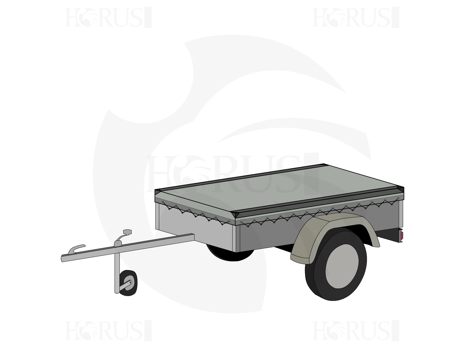 Bâche pour remorque TRIGANO REMORQUES en Protect cover 705 670gr/m², toile PVC Etanche Gris clair RAL 7038