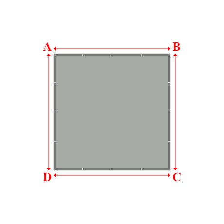 Bâche plate rectangle en Protect cover 705 670gr/m², toile PVC Etanche Gris clair RAL 7038 - 2.4x2.4m