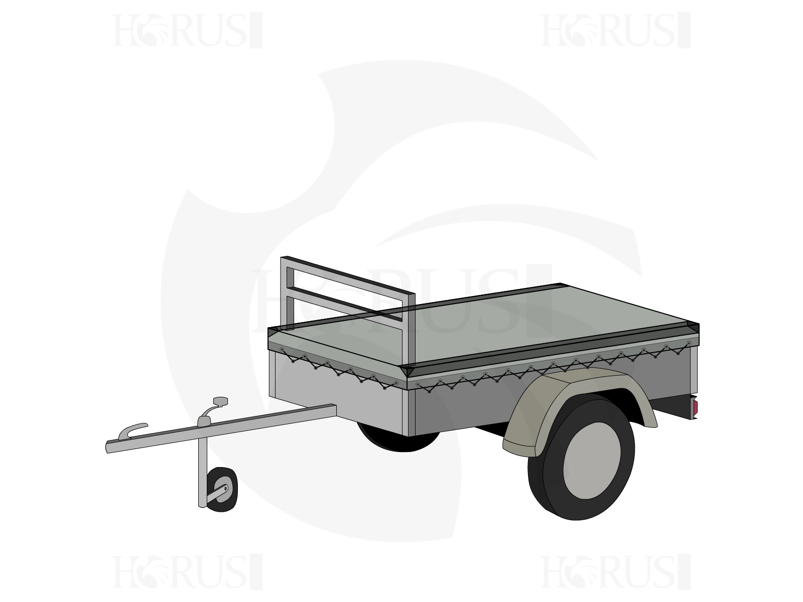 Bâche pour remorque bagagère Basse droite en Protect cover 705 670gr/m², toile PVC Etanche Gris clair RAL 7038