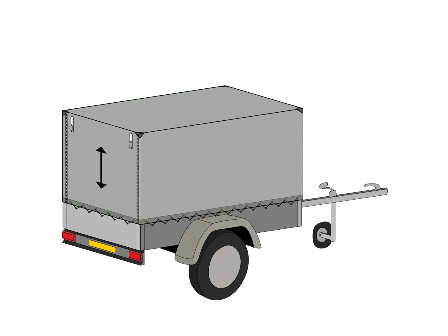 Bâche pour remorque ERDE lc200 en Protect cover 705 670gr/m², toile PVC Etanche Gris clair RAL 7038