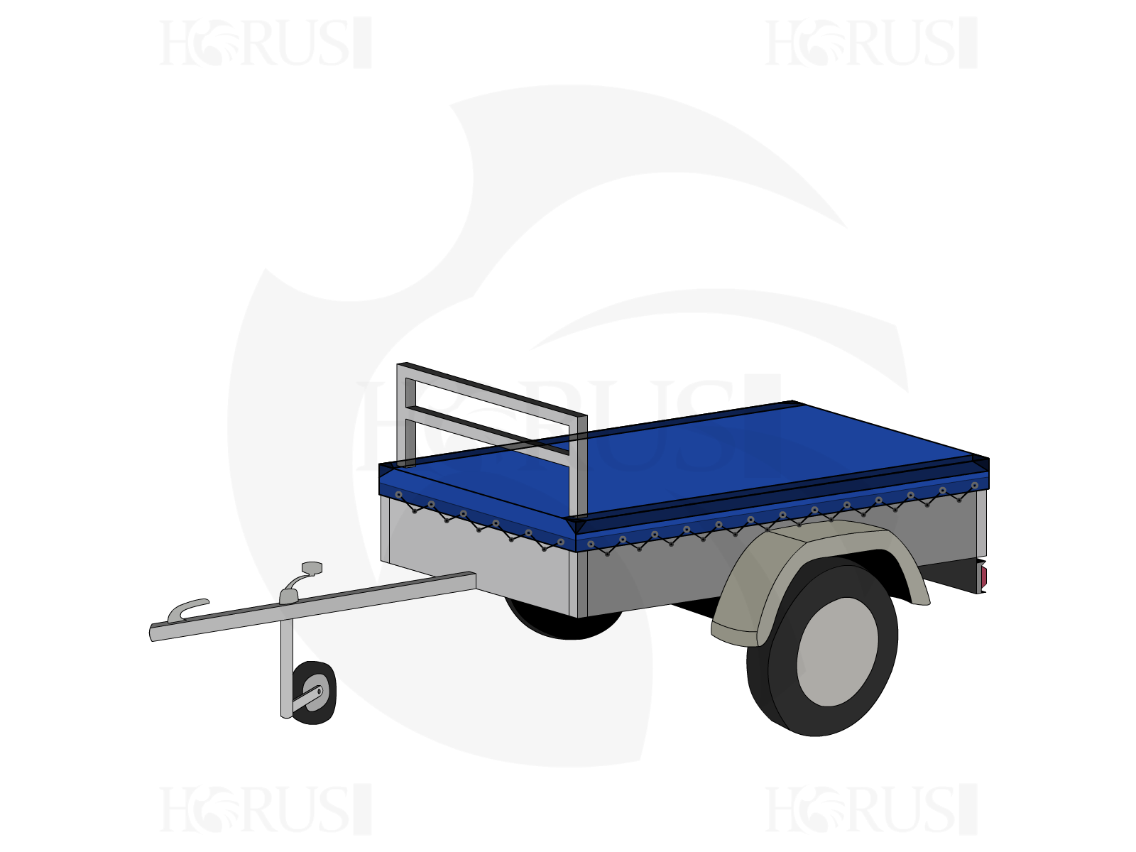 Bâche pour remorque bagagère Basse droite en Membrane PVC 670gr/m² Bleu foncé RAL 5002