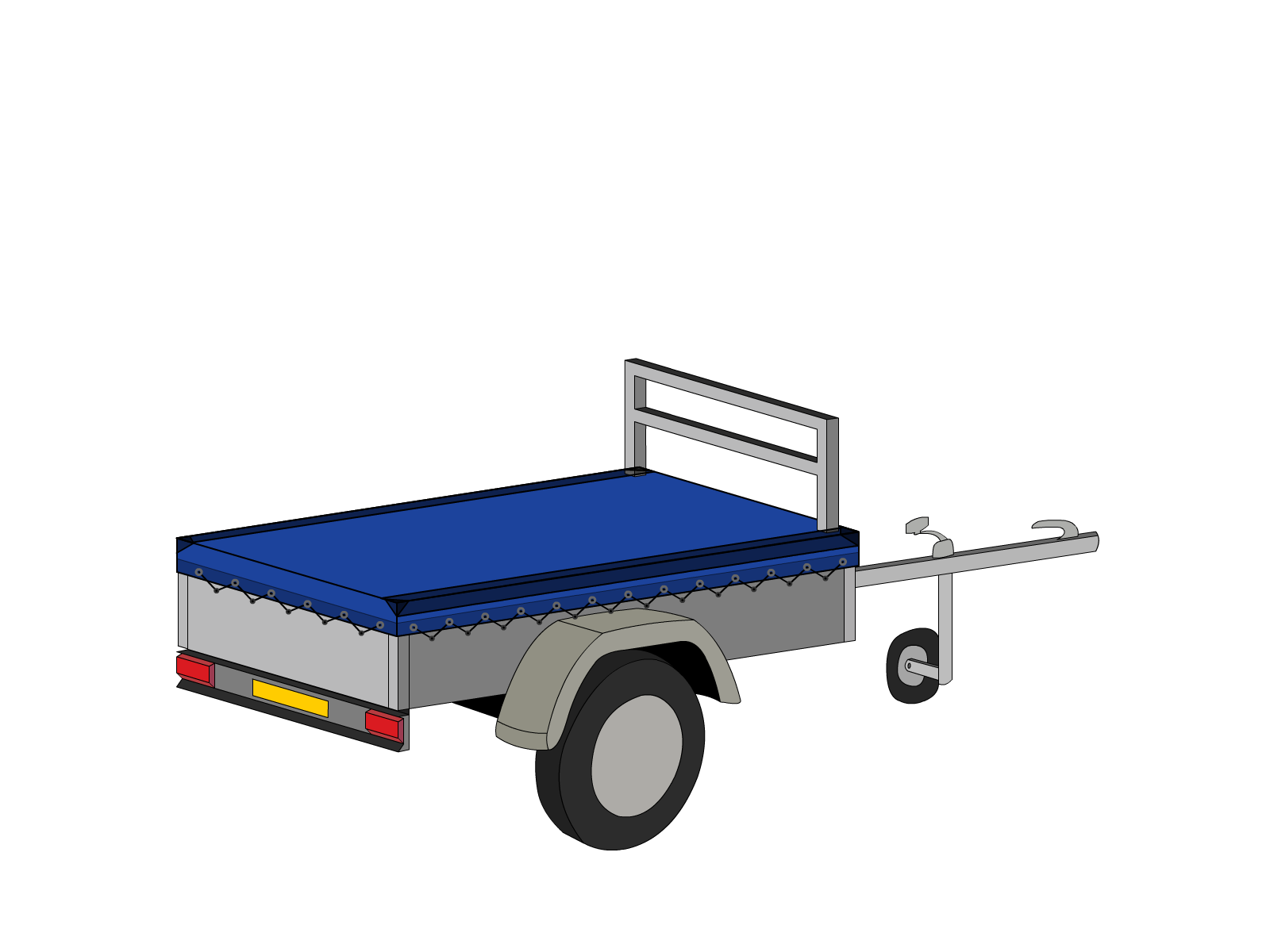 Bâche pour remorque bagagère Basse droite en Membrane PVC 670gr/m² Bleu foncé RAL 5002