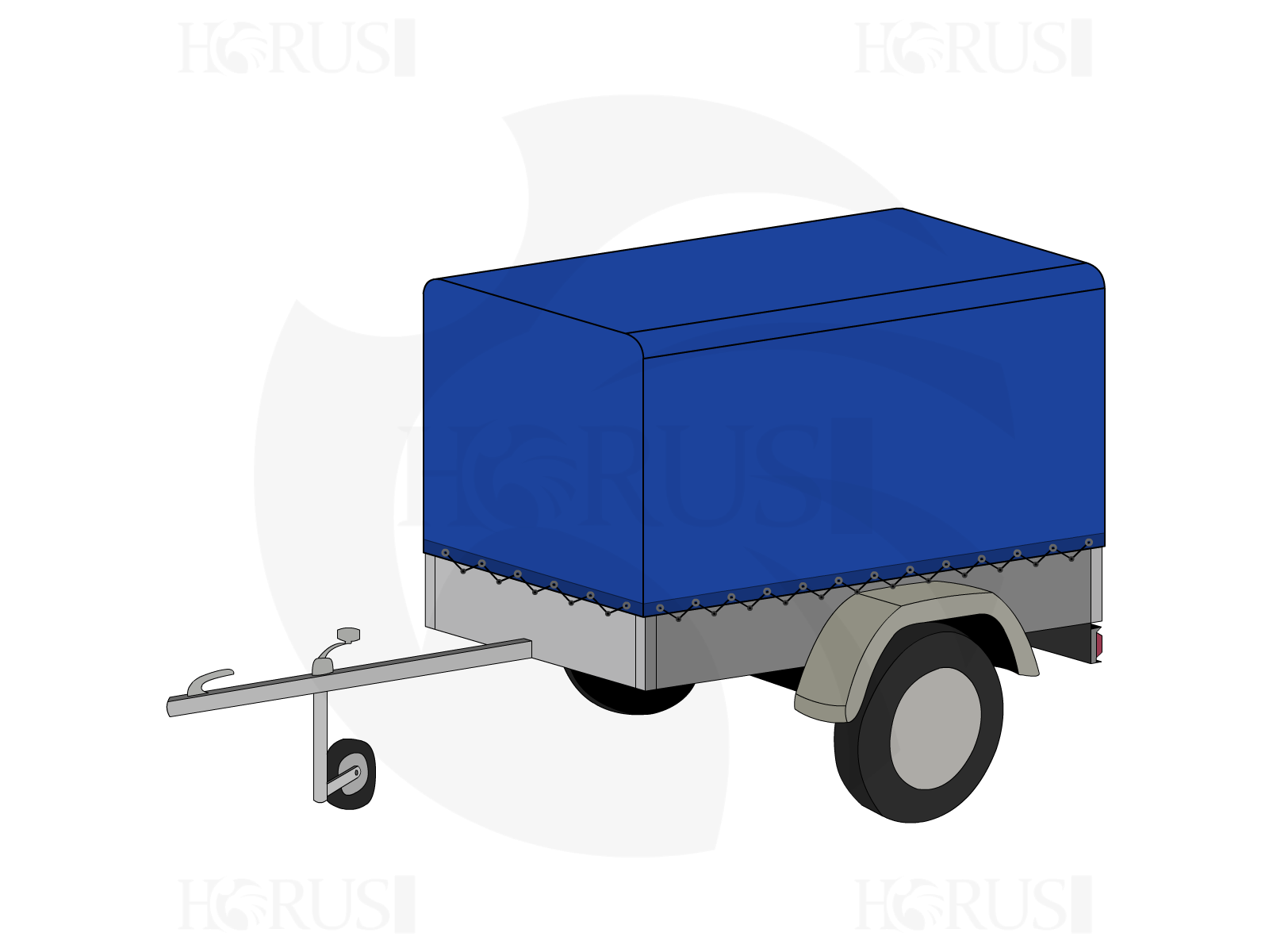 Bâche pour remorque bagagère Bord arrondi droite en Membrane PVC 670gr/m² Bleu foncé RAL 5002