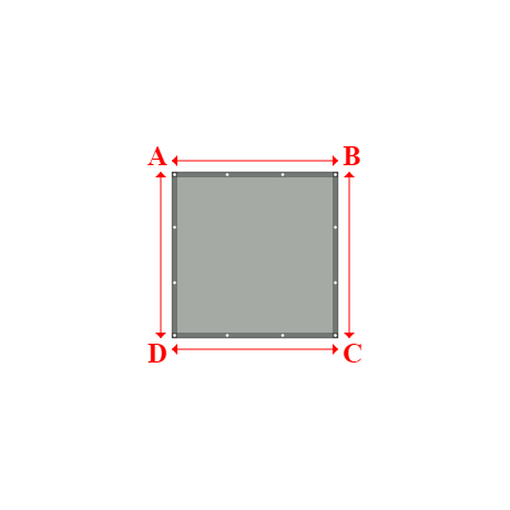 Bâche plate rectangle en Membrane PVC 670gr/m² Gris clair RAL 7038 - 1.5x1.5m