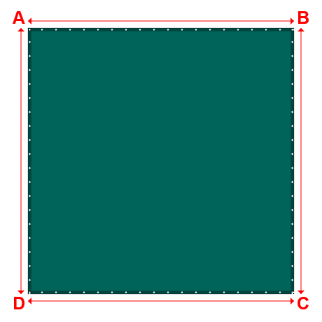 Bâche plate rectangle en Membrane PVC 670gr/m² Vert industrie RAL 6026 - 4x4m