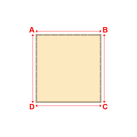 Bâche plate rectangle en Membrane PVC 670gr/m² Beige ral 1015 - 2.2x2.3000000000000003m