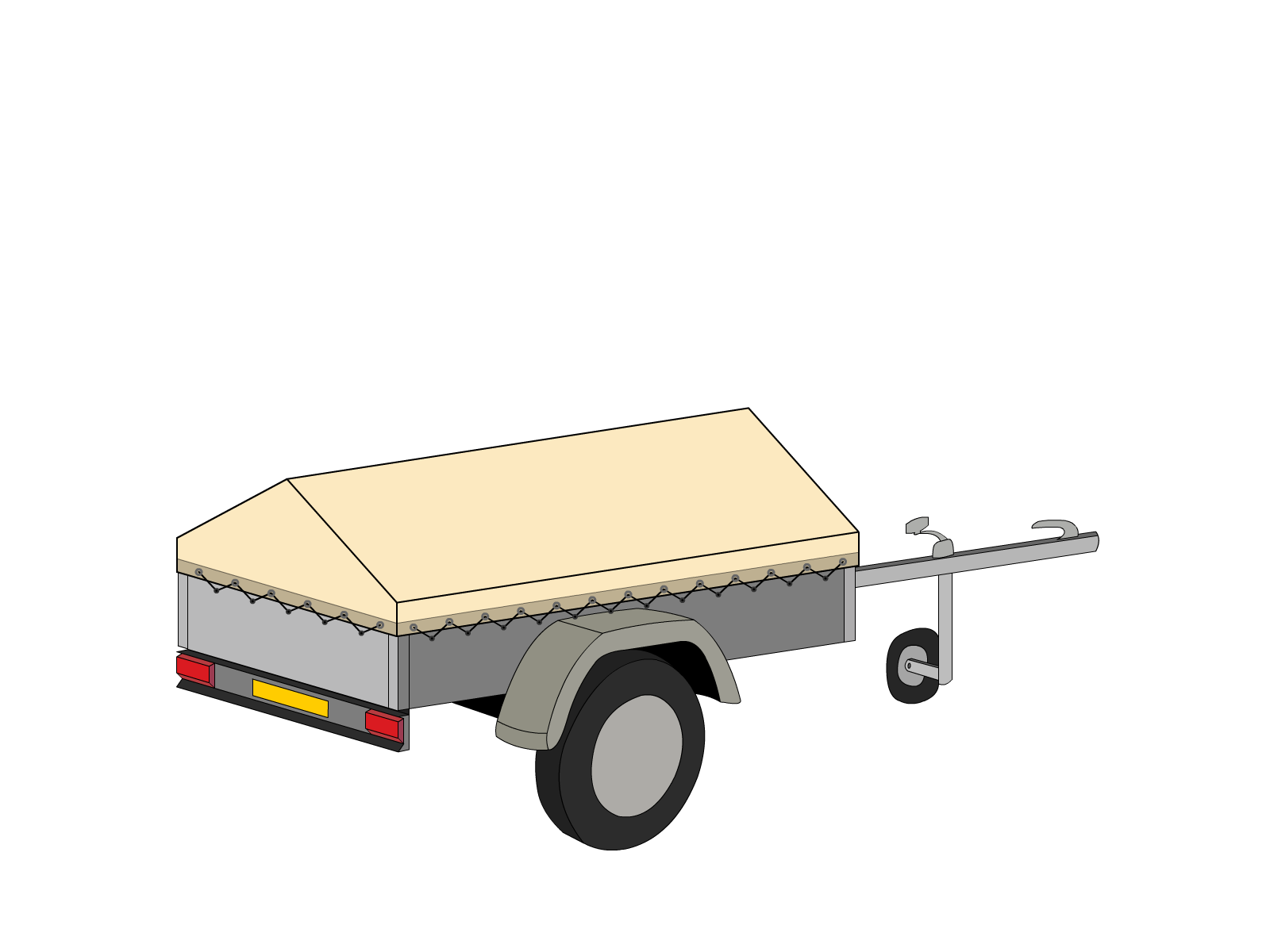 Bâche pour remorque bagagère Basse flèche en Membrane PVC 670gr/m² Beige ral 1015