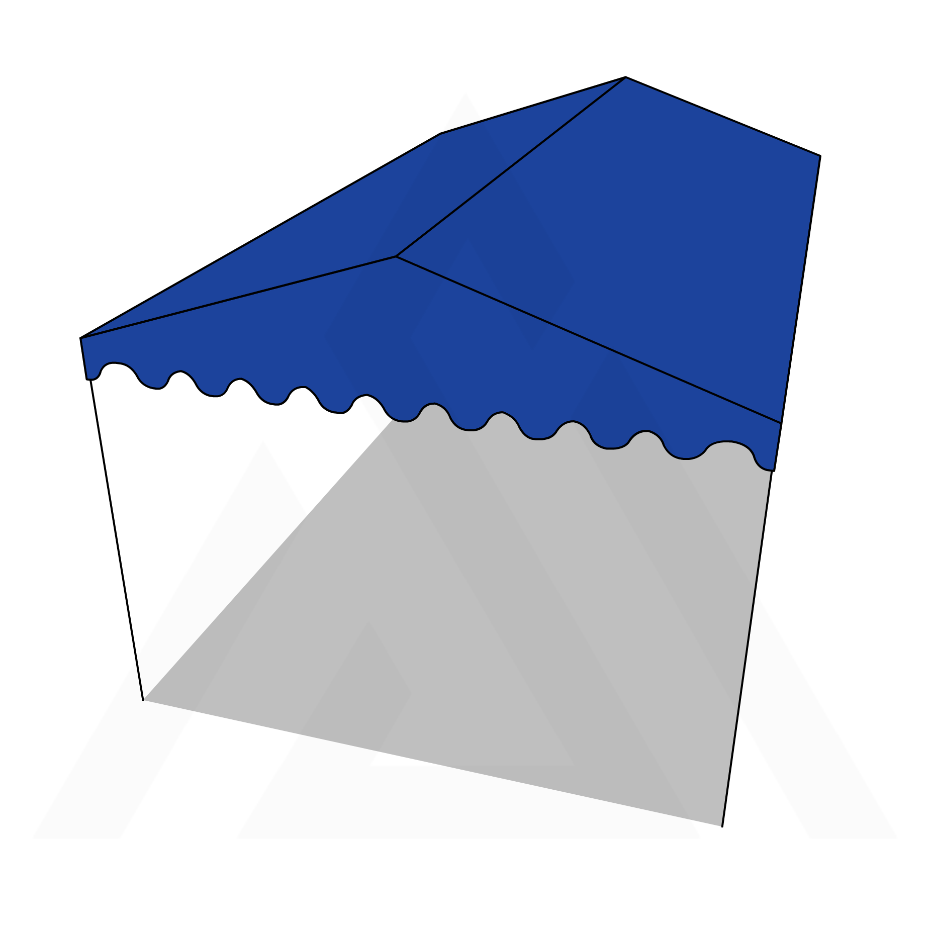 Bâche tonnelle rectangle 2 pentes en Membrane PVC 670gr/m² Bleu foncé RAL 5002 - 2x1.2m