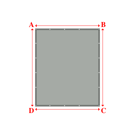 Bâche plate rectangle en Membrane PVC 670gr/m² Gris clair RAL 7038 - 2.2x2.65m