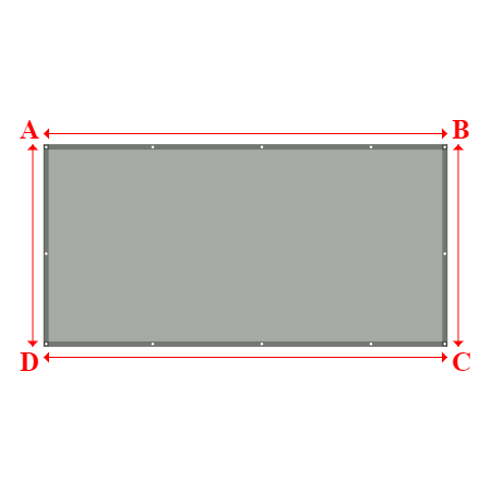 Bâche plate rectangle en Membrane PVC 670gr/m² Gris clair RAL 7038 - 4x2m