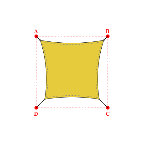 Voile d'ombrage carrée en Soltis Lounge 96 Auréoline 96-50845 - 4,09x3,79x3,49x3,79m