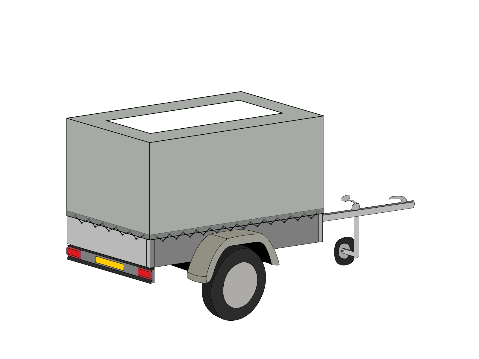 Bâche pour remorque bagagère Haute droite en Membrane PVC 670gr/m² Gris clair RAL 7038