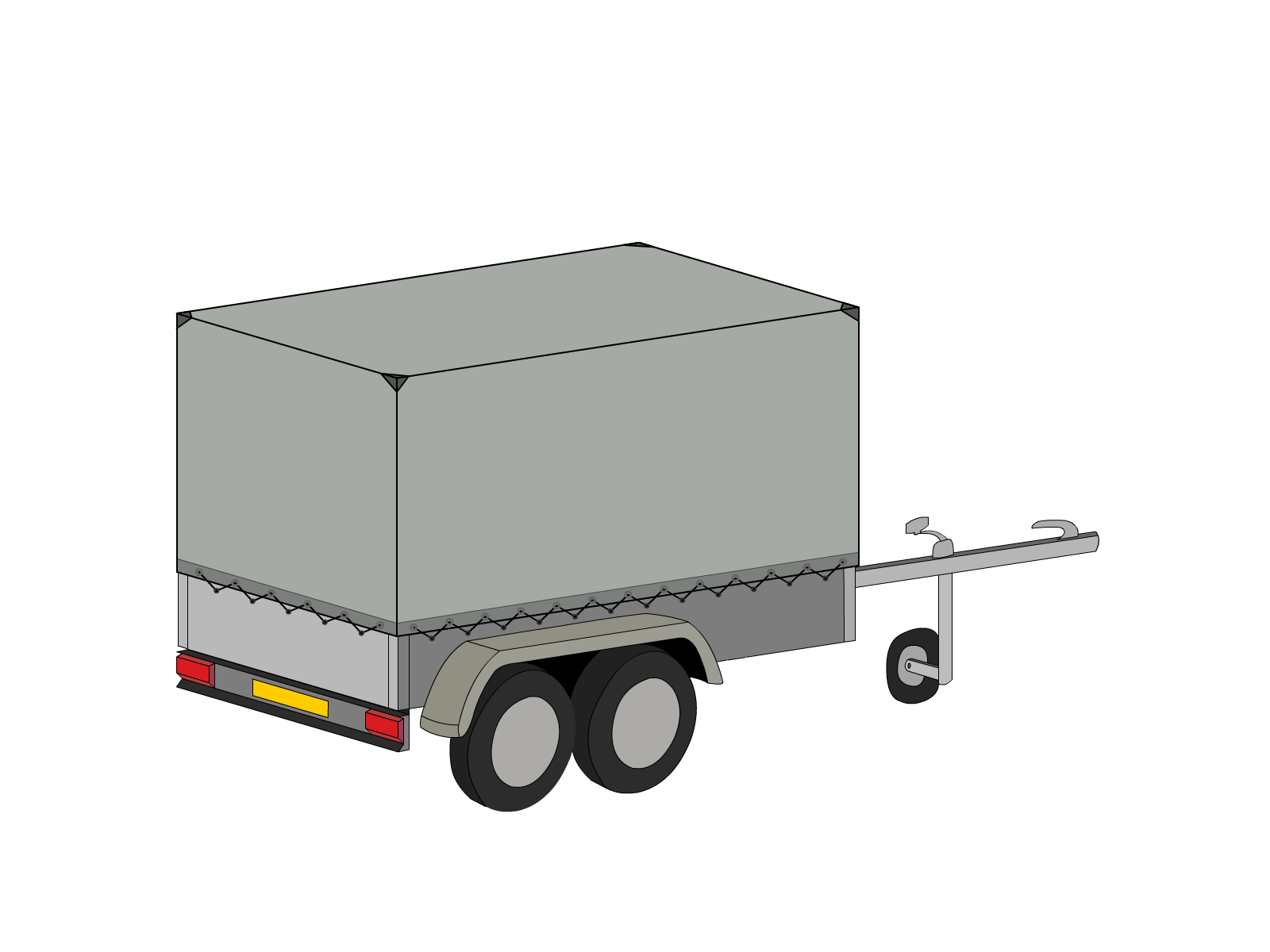 Bâche pour remorque LIDER 34620 avec rehausses grillagées et ridelles alu en Membrane PVC 670gr/m² Gris clair RAL 7038