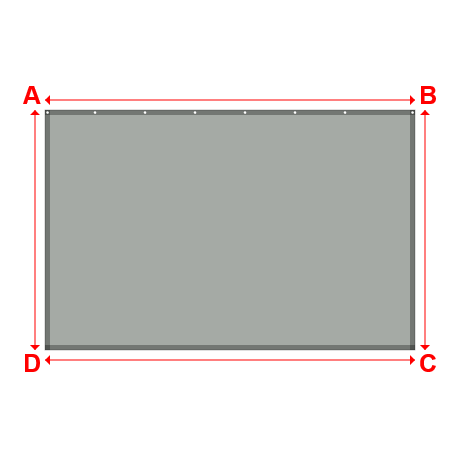 Bâche plate rectangle sur mesure en Membrane PVC 670gr/m² Gris clair RAL 7038 - 3.70x2.40m
