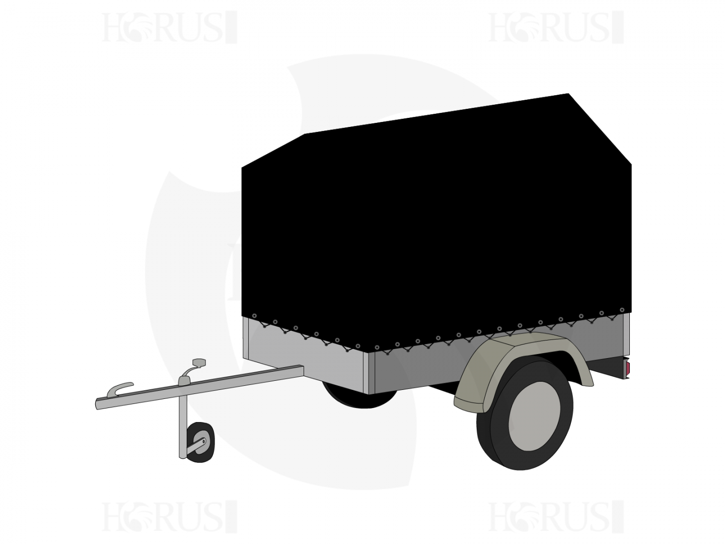 Bâche pour remorque hubiere PLT900F3 en Membrane PVC 670gr/m² Noir RAL 9005