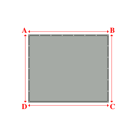 Bâche plate rectangle sur mesure en Membrane PVC 670gr/m² Gris clair RAL 7038 - 2.70x2.28m