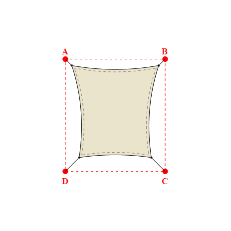 Voile d'ombrage rectangle en Soltis Perform 92 Karité 92-50843 - 3,49x3,69x2,89x3,69m
