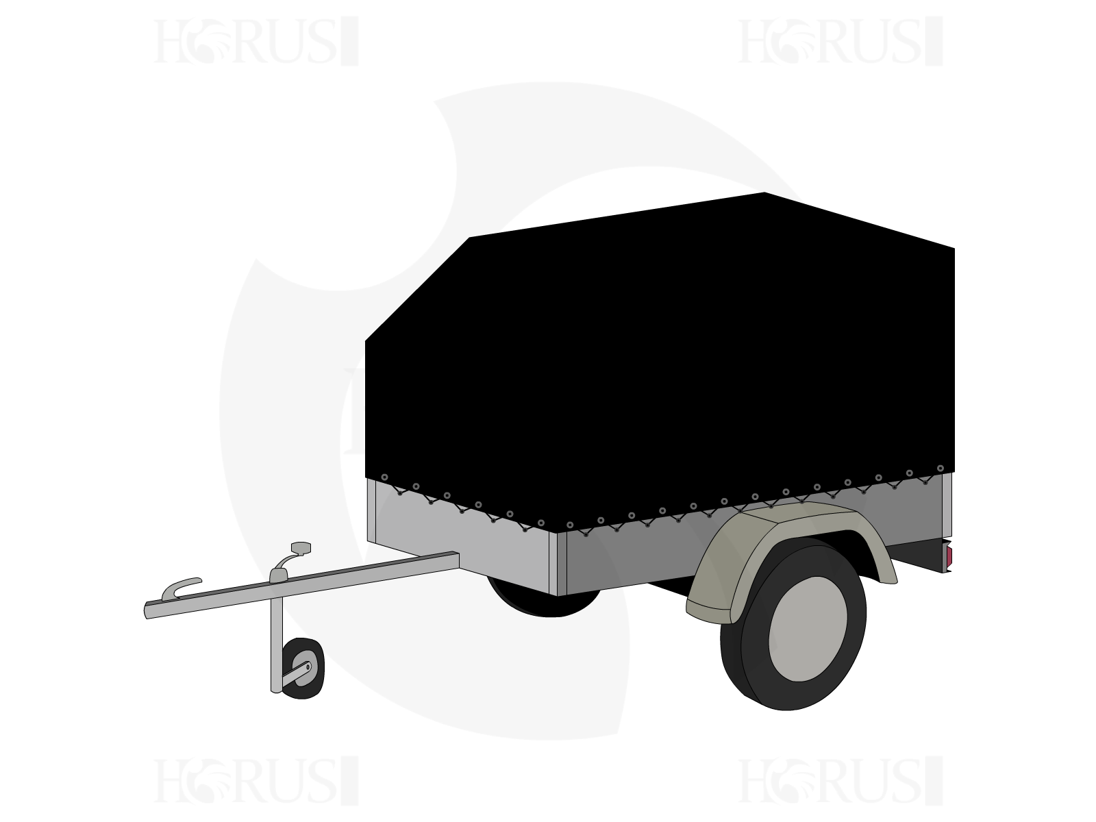 Bâche pour remorque bagagère Aérodynamique en Membrane PVC 670gr/m² Noir RAL 9005