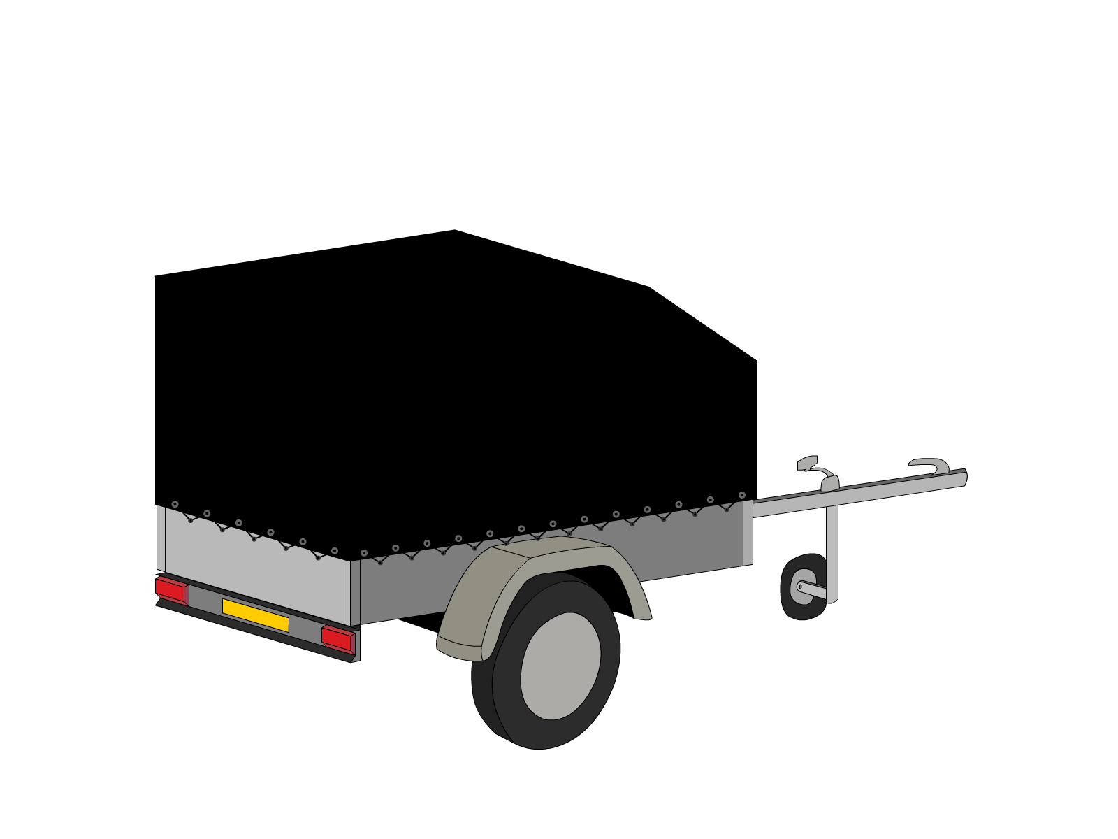 Bâche pour remorque bagagère Aérodynamique en Membrane PVC 670gr/m² Noir RAL 9005