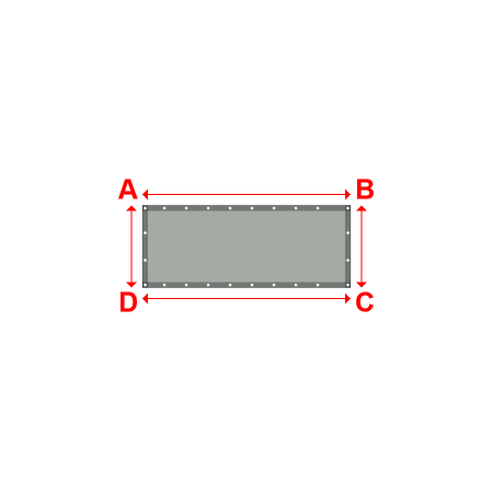 Bâche plate rectangle sur mesure en Membrane PVC 670gr/m² Gris clair RAL 7038 - 1.90x0.75m