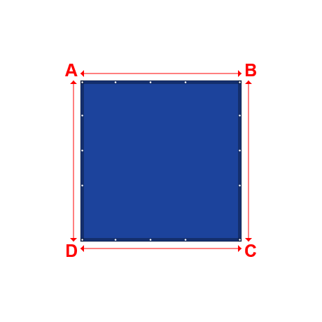 Bâche plate rectangle sur mesure en Membrane PVC 670gr/m² Bleu foncé RAL 5002 - 2.30x2.30m