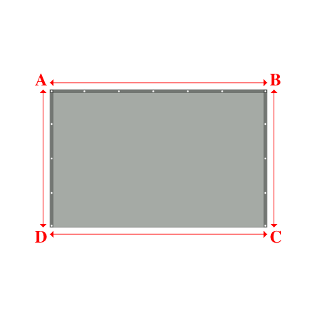 Bâche plate rectangle sur mesure en Membrane PVC 670gr/m² Gris clair RAL 7038 - 3.15x2.00m
