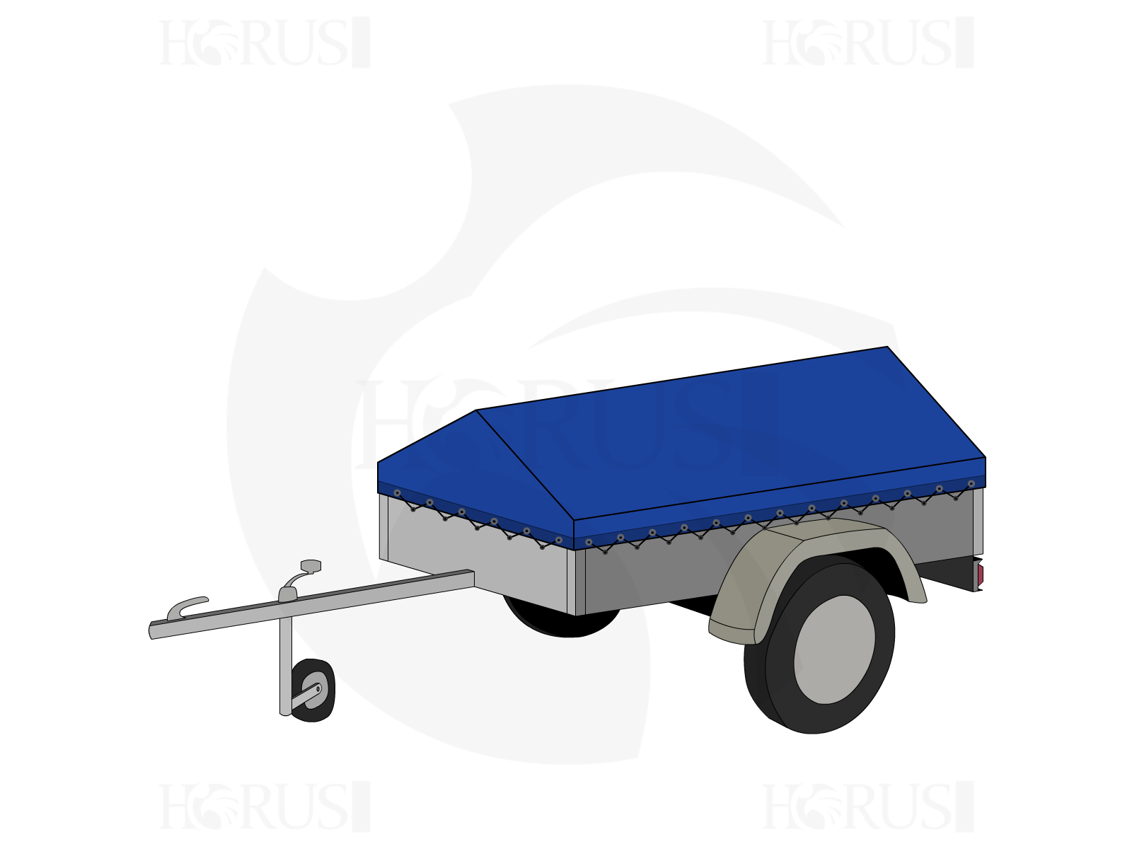 Bâche pour remorque bagagère Basse flèche en Membrane PVC 670gr/m² Bleu foncé RAL 5002