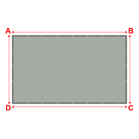 Bâche plate rectangle sur mesure en Membrane PVC 670gr/m² Gris clair RAL 7038 - 4.10x2.45m