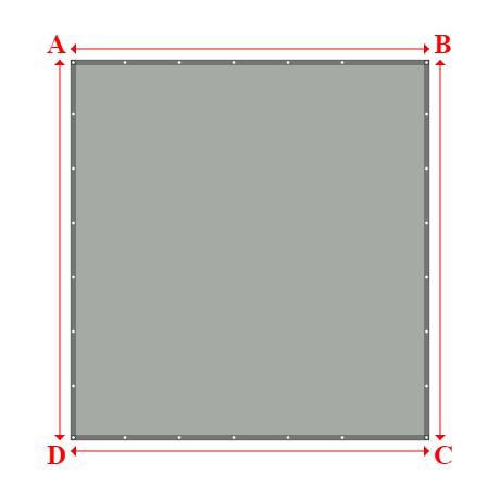 Bâche plate rectangle sur mesure en Membrane PVC 670gr/m² Gris clair RAL 7038 - 3.30x3.50m