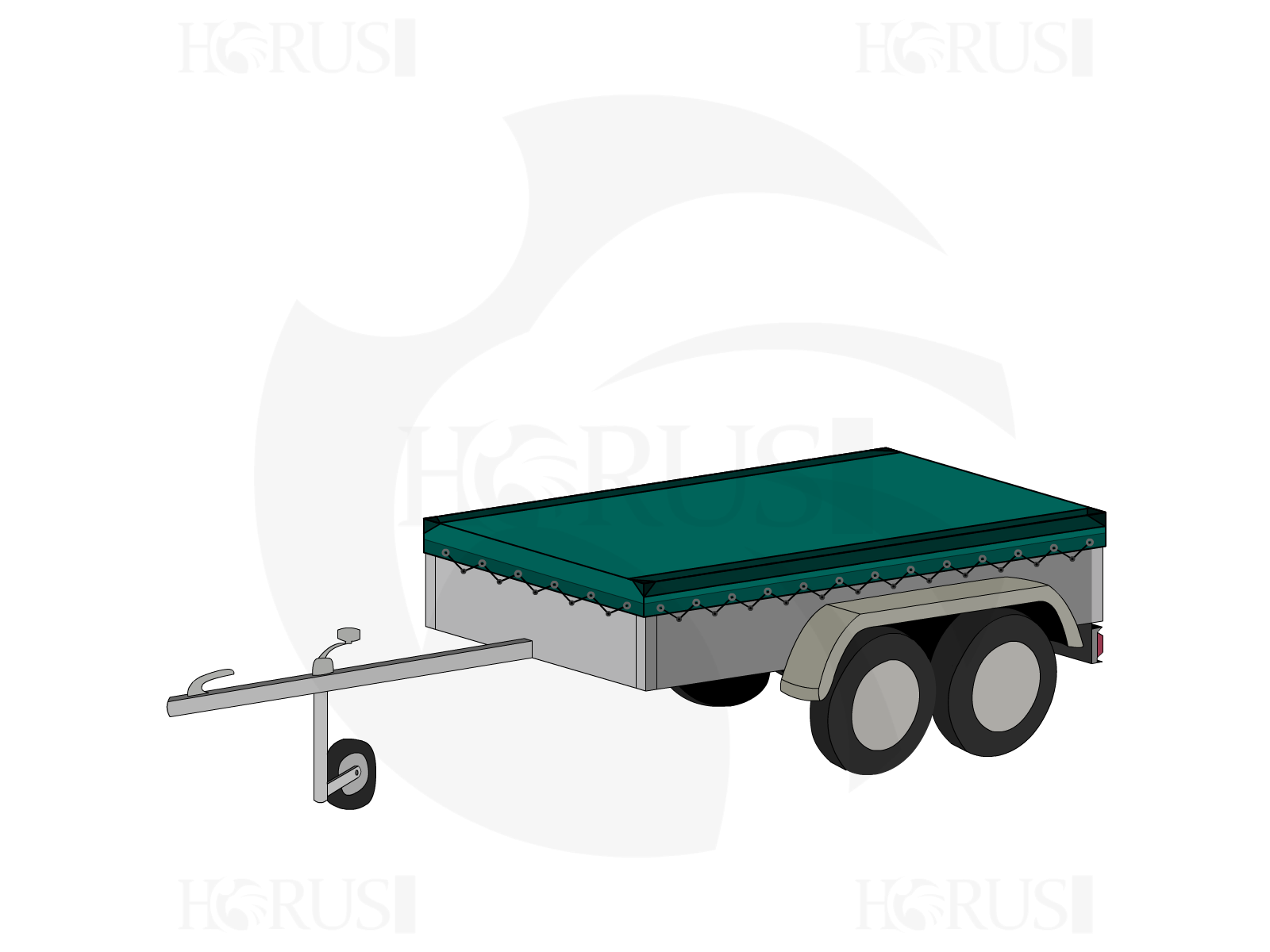 Bâche pour remorque bagagère Basse droite en Membrane PVC 670gr/m² Vert industrie RAL 6026