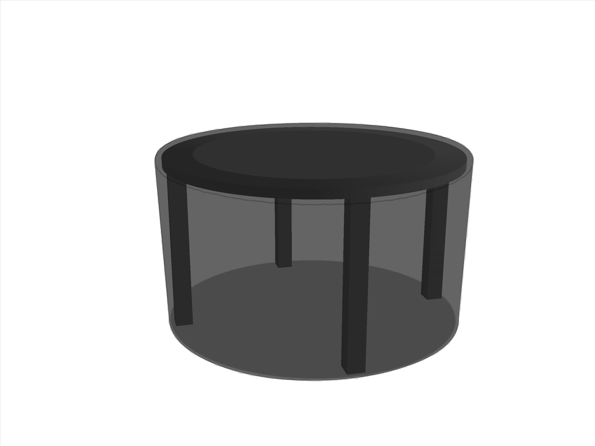 Table de jardin ronde en Membrane PVC 670gr/m² Noir RAL 9005