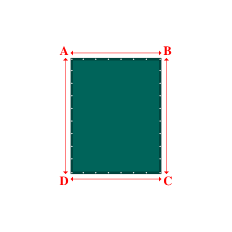 Bâche plate rectangle sur mesure en Membrane PVC 670gr/m² Vert industrie RAL 6026 - 1.80x2.30m