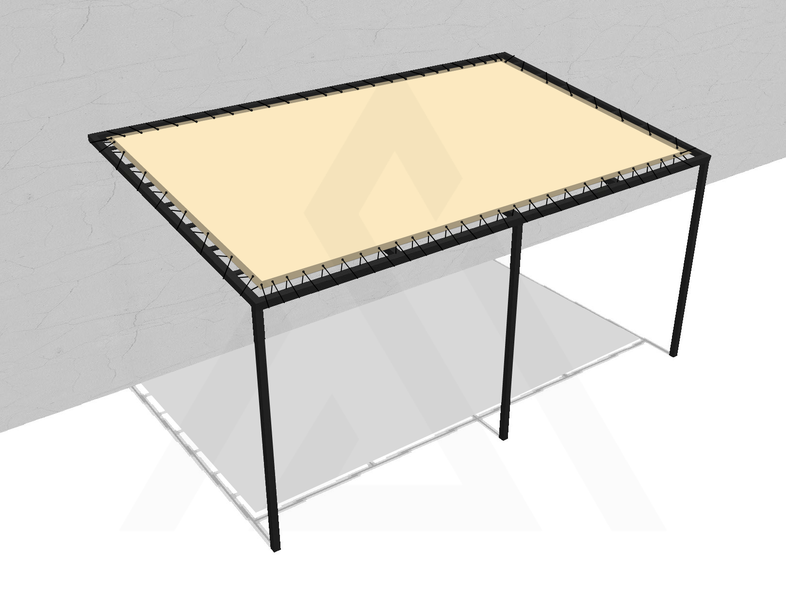 Bâche pour pergola métallique murale droite en Membrane PVC 670gr/m² Beige ral 1015