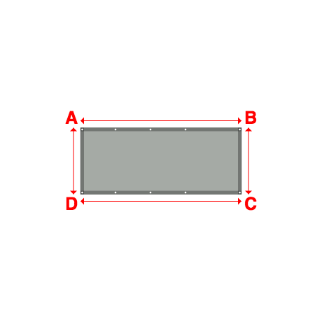 Bâche plate rectangle sur mesure en Membrane PVC 670gr/m² Gris clair RAL 7038 - 2.30x0.95m