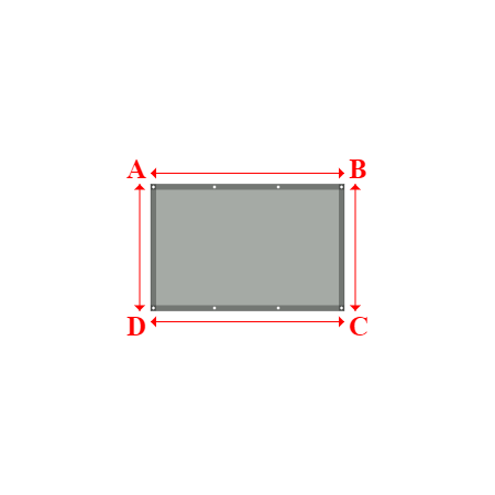 Bâche plate rectangle sur mesure en Membrane PVC 670gr/m² Gris clair RAL 7038 - 1.76x1.15m