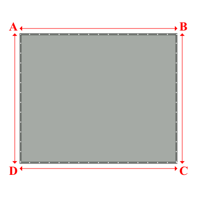 Bâche plate rectangle sur mesure en Membrane PVC 670gr/m² Gris clair RAL 7038 - 3.97x3.28m