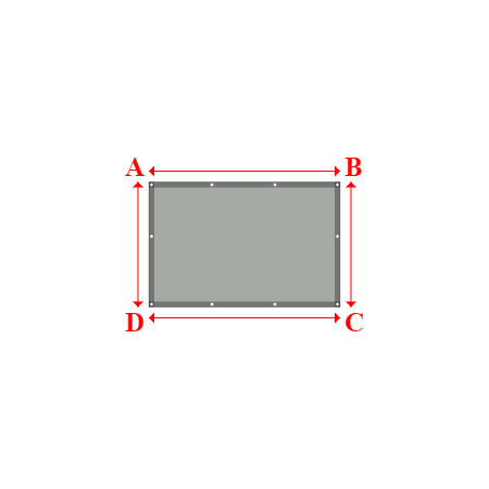 Bâche plate rectangle sur mesure en Membrane PVC 670gr/m² Gris clair RAL 7038 - 1.76x1.15m